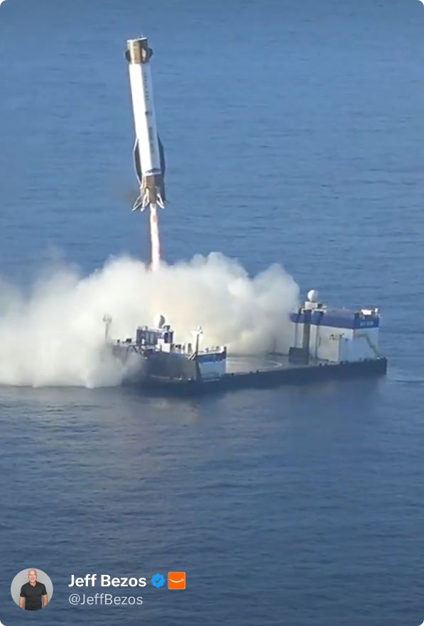 蓝色起源新格伦火箭发射失败：未能将卫星送入预定轨道