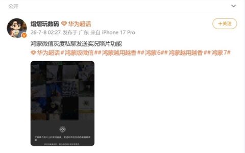 鸿蒙版微信能私聊发实况照片了：补齐最后短板 看齐安卓iOS