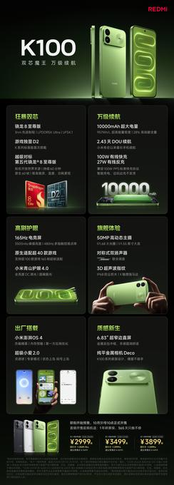 REDMI K100 首销开启：万级续航 + 独显 D2，国补到手 2549 元